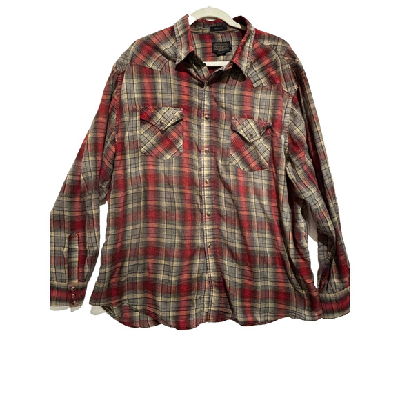 Vintage Mens XXL Pendleton Frontier plaid Soft shirt Western Cowboy Pearl Snap - Picture 1 of 9